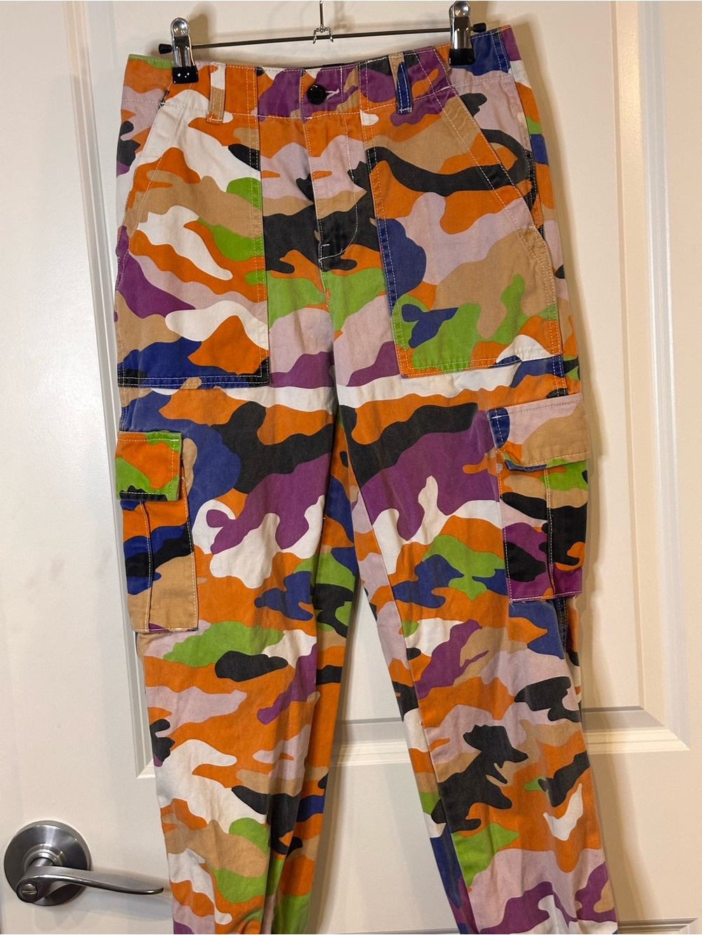 Forever 21 Multicolor Camo Cargo Pants Orange Purple Green Women’s Small